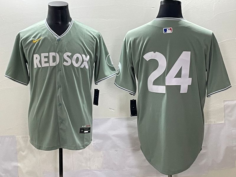 Men 2025 Boston Red Sox #24 No Name Light Green Joint Name Nike MLB Jersey style 1